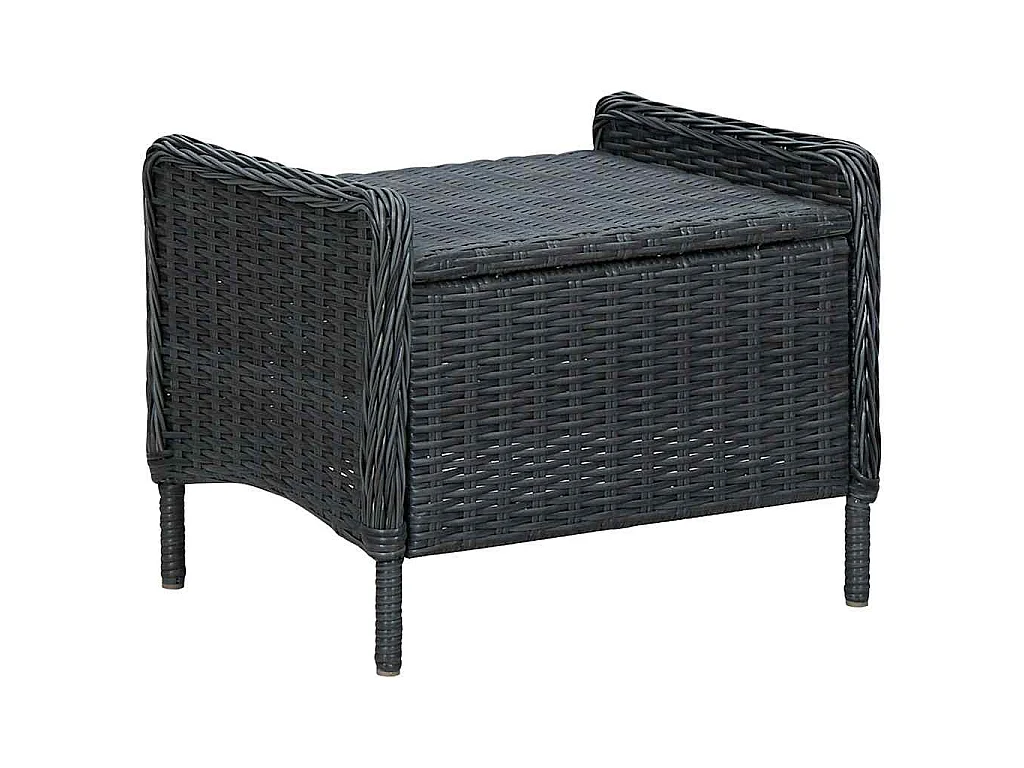 Chaise inclinable de jardin tabouret résine tressée gris foncé