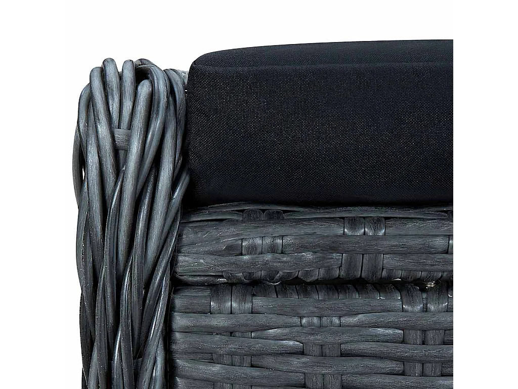 Chaise inclinable de jardin tabouret résine tressée gris foncé