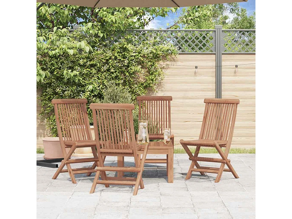 Chaises pliables de jardin lot de 4 Bois de teck solide