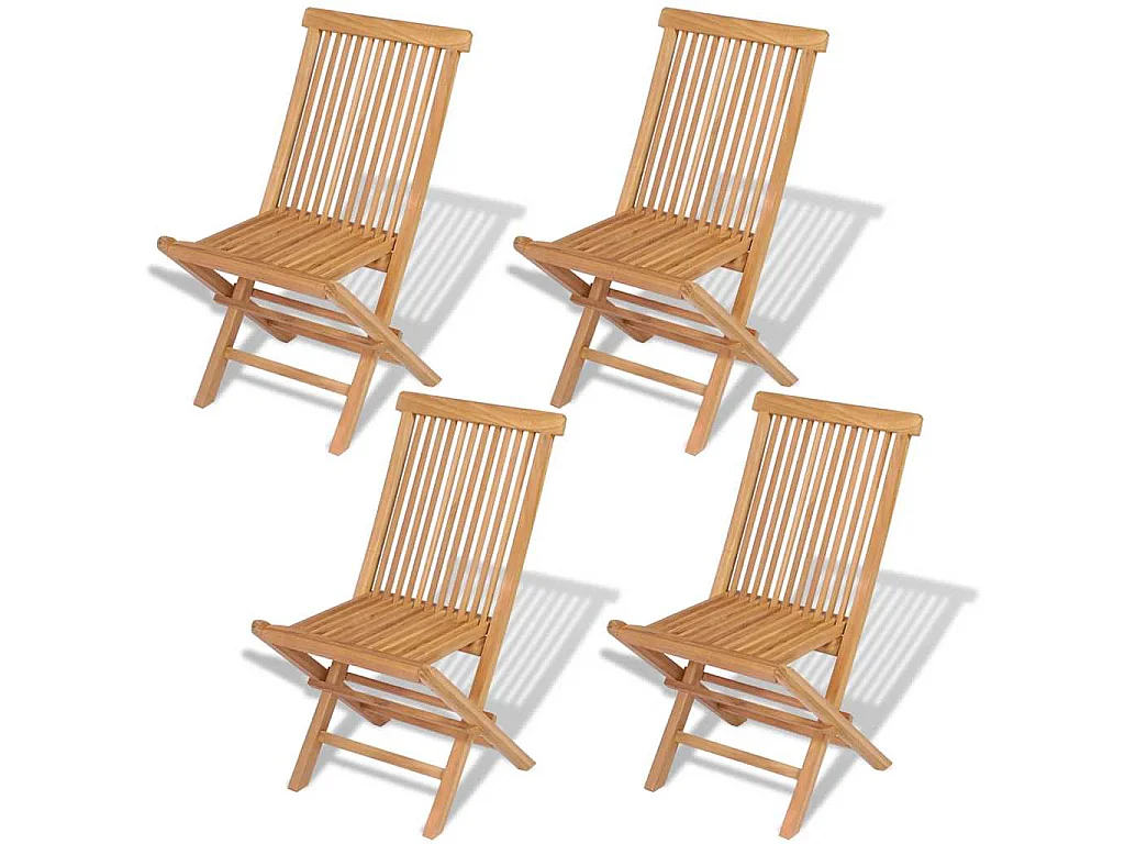 Chaises pliantes 4 pièces pour jardin et extérieur en bois de teck