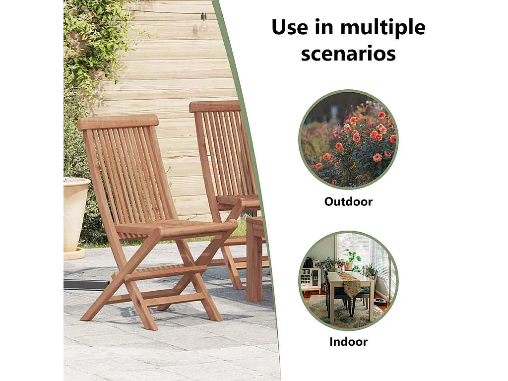 Chaises pliantes 4 pièces pour jardin et extérieur en bois de teck