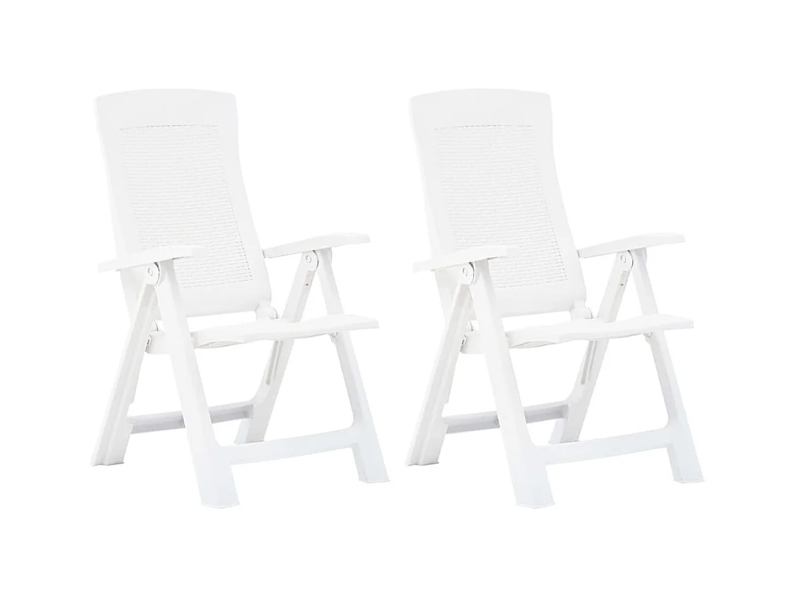 Tuinstoelen 2 st verstelbaar kunststof wit