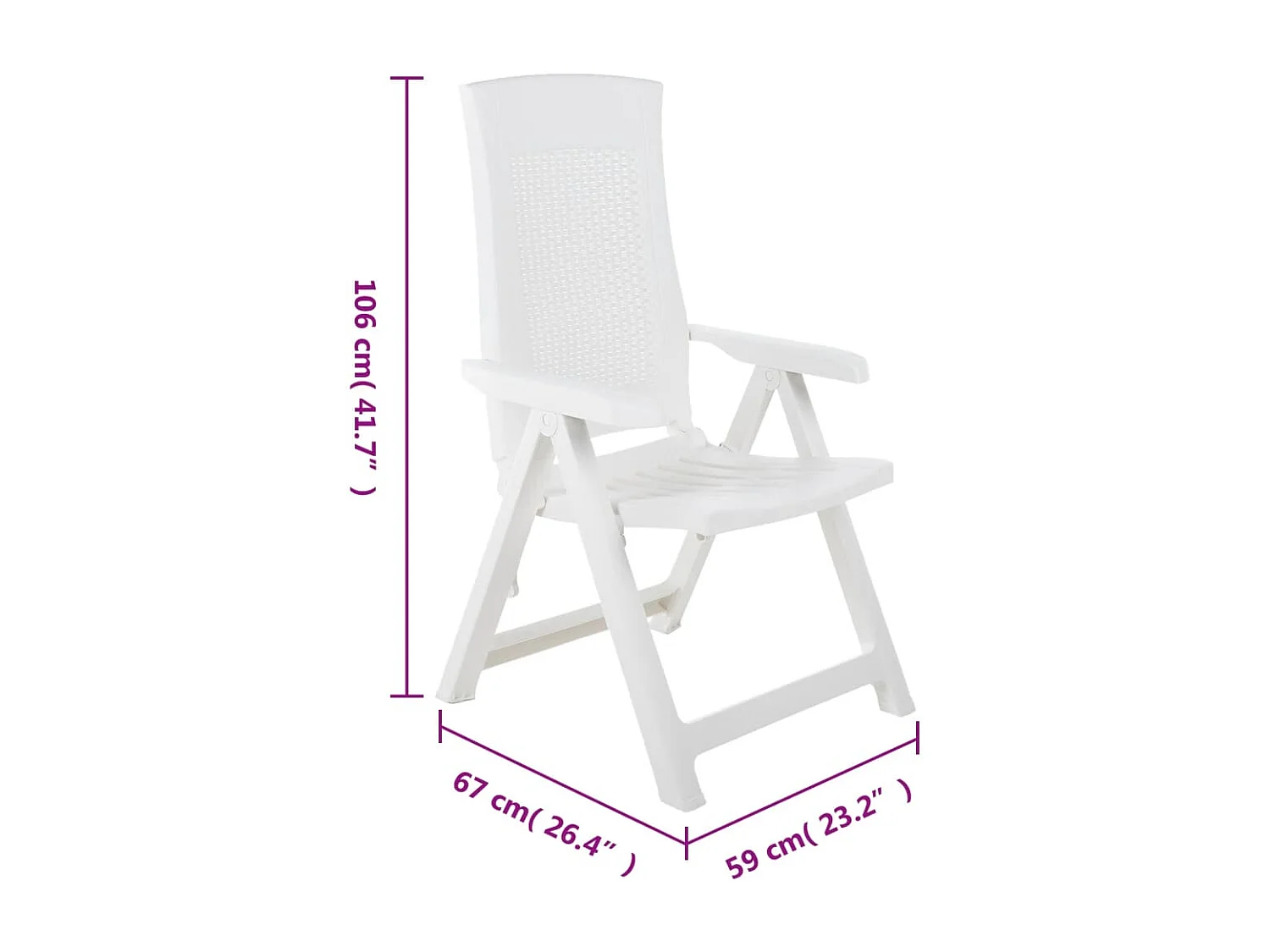Chaises inclinables de jardin lot de 2 Plastique Blanc