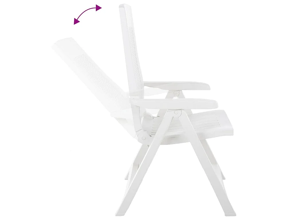 Cadeiras de jardim reclináveis 2 pcs plástico branco