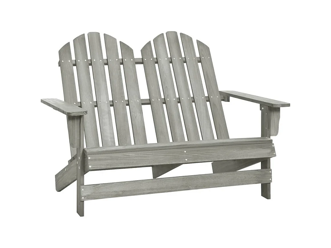 Chaise de jardin Adirondack 2 places bois de sapin massif gris