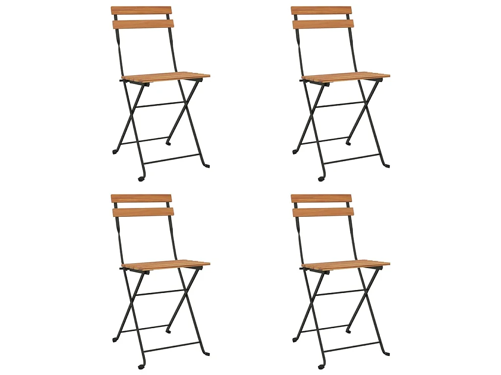 Bistrostühle 4 Stk. Klappbar Massivholz Teak und Stahl
