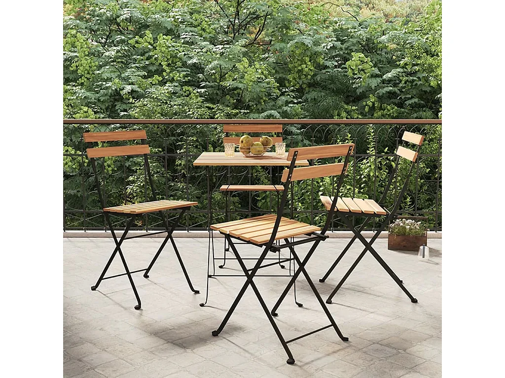 Bistrostühle 4 Stk. Klappbar Massivholz Teak und Stahl