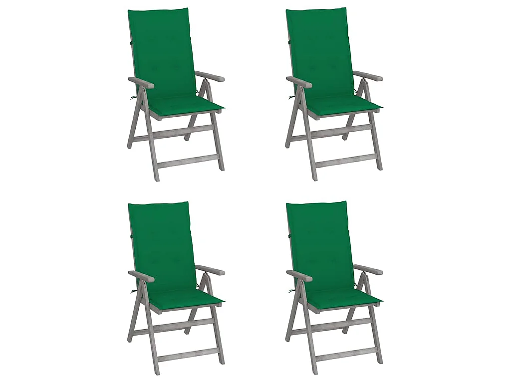 Chaises inclinables de jardin lot de 4 et coussins Bois acacia