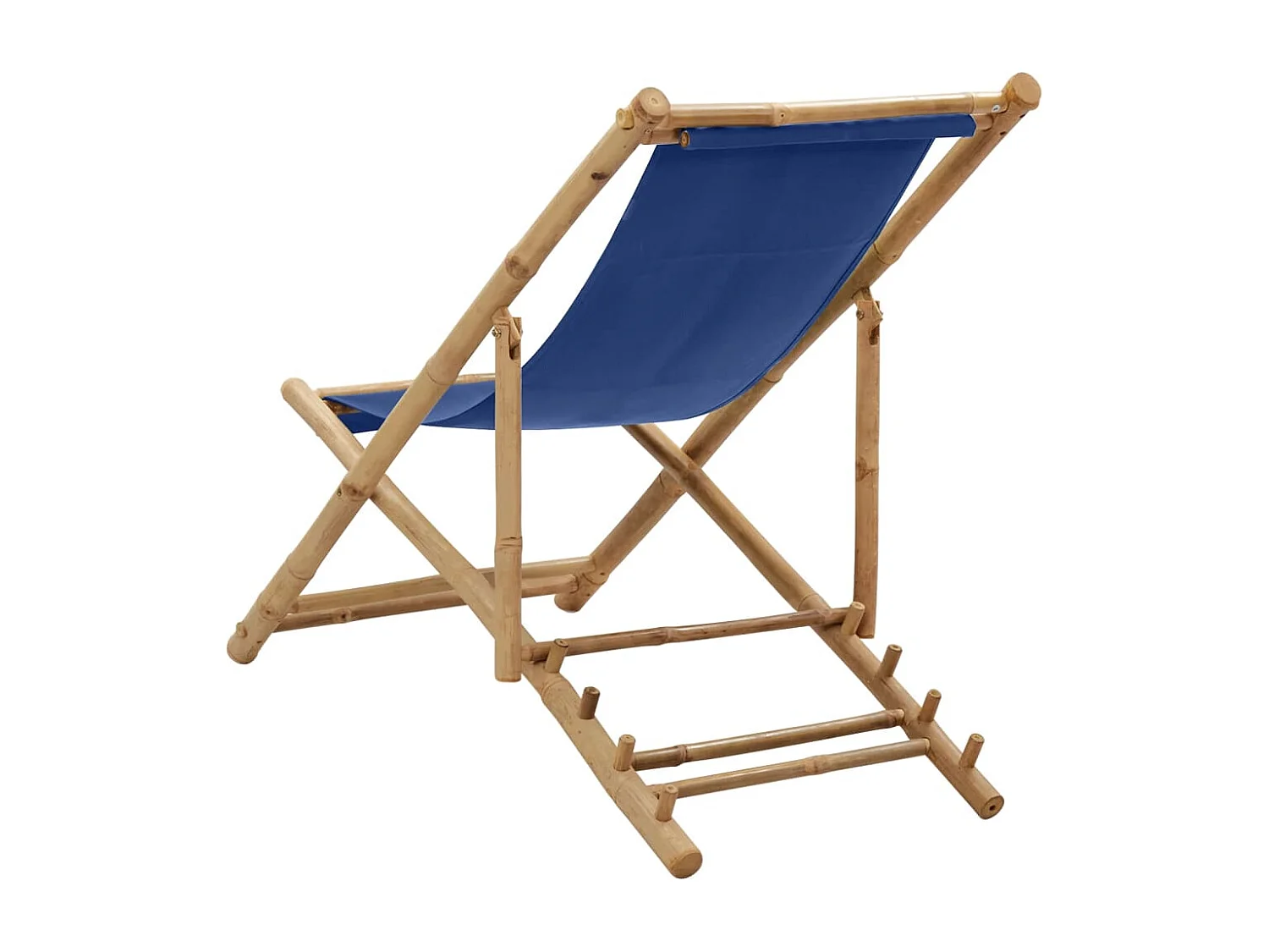 Sedia a Sdraio in Bambù e Tela Blu Marino