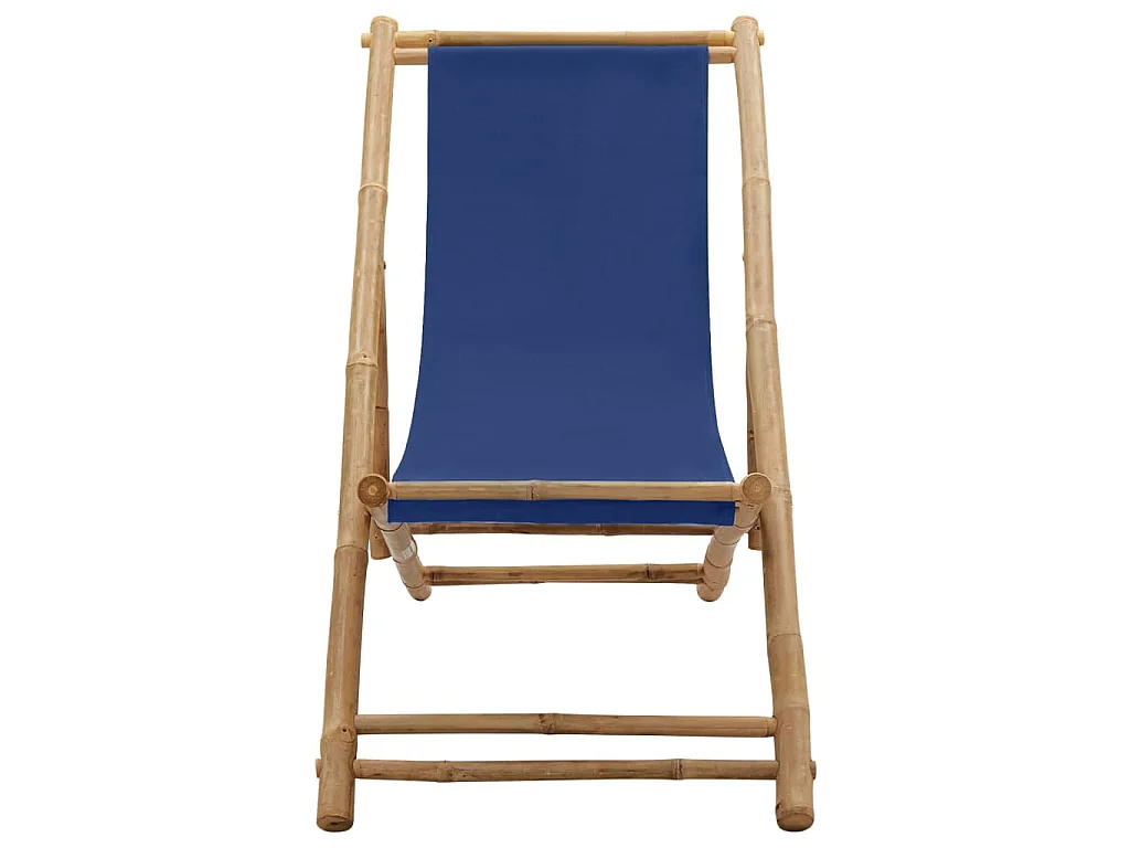 Chaise de terrasse Bambou et toile Bleu marine