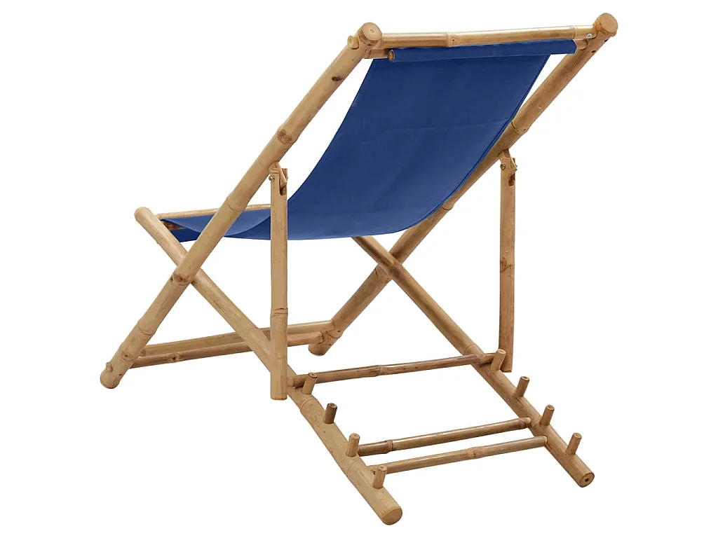 Chaise de terrasse Bambou et toile Bleu marine