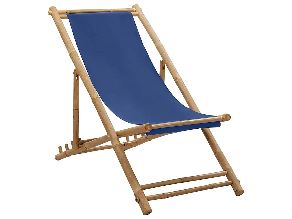Sedia a Sdraio in Bambù e Tela Blu Marino