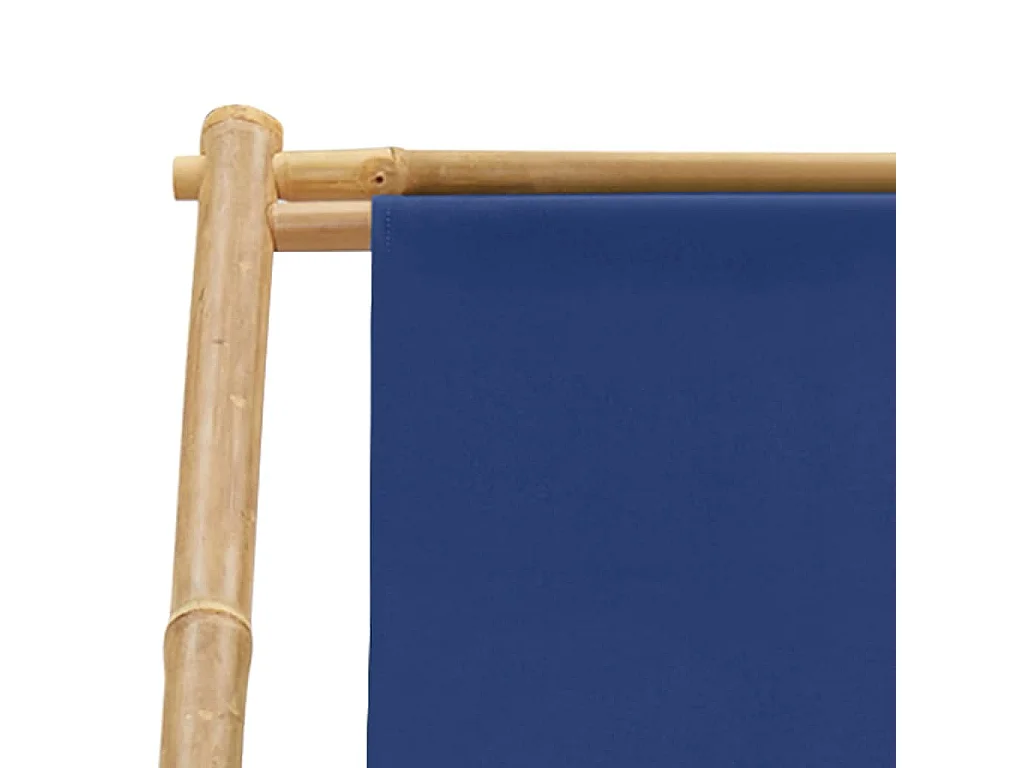 Sedia a Sdraio in Bambù e Tela Blu Marino