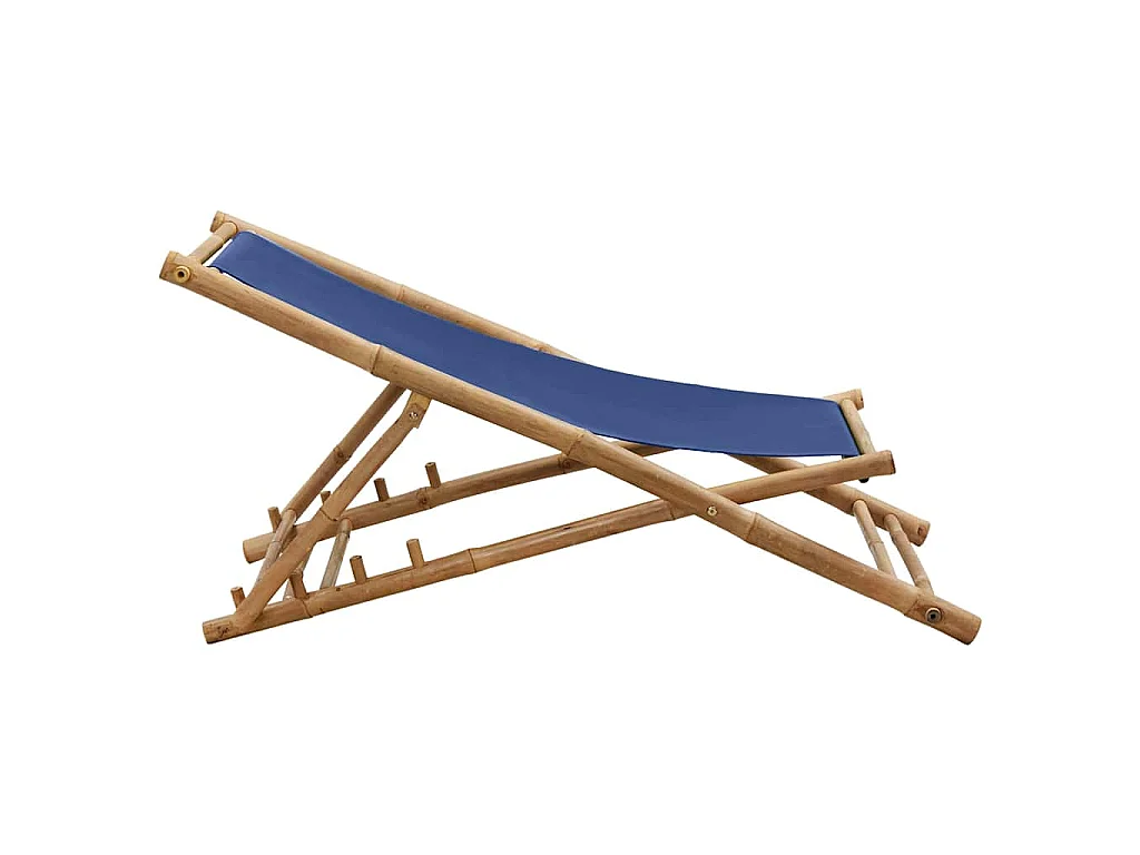 Sedia a Sdraio in Bambù e Tela Blu Marino