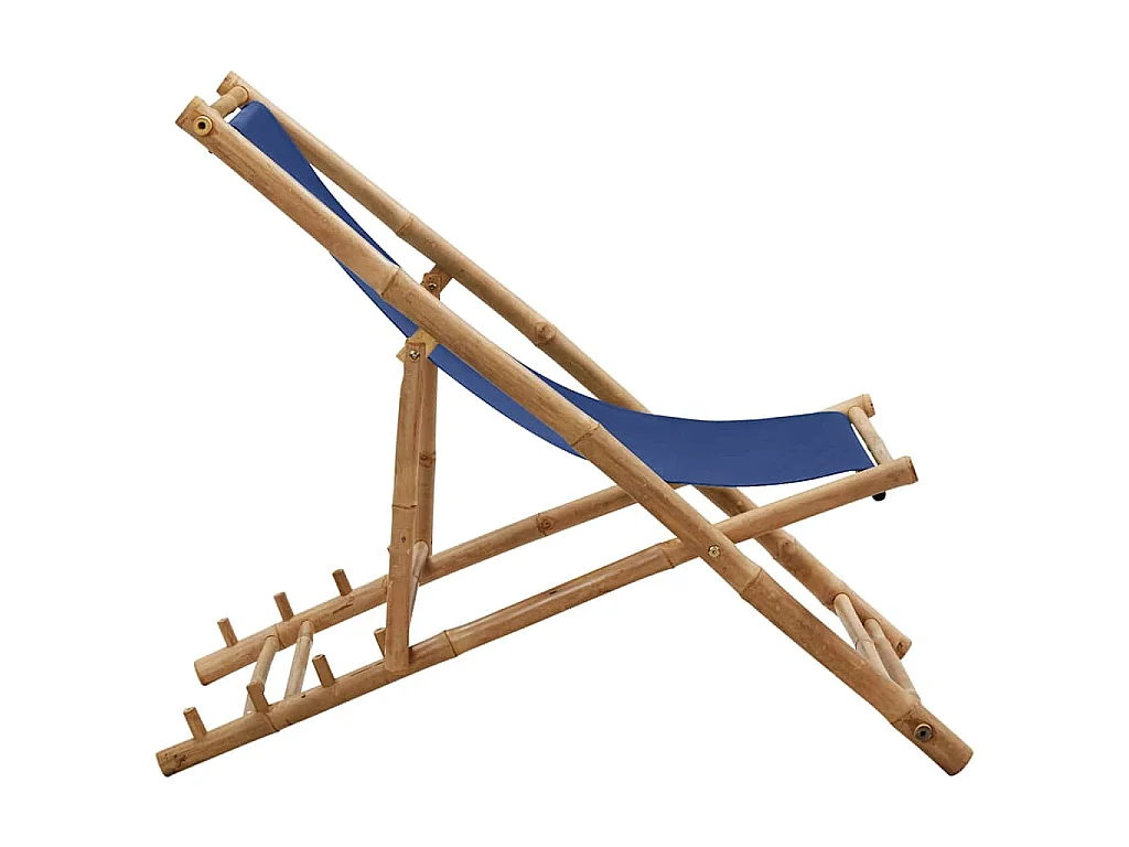 Liegestuhl Bambus und Canvas Marineblau