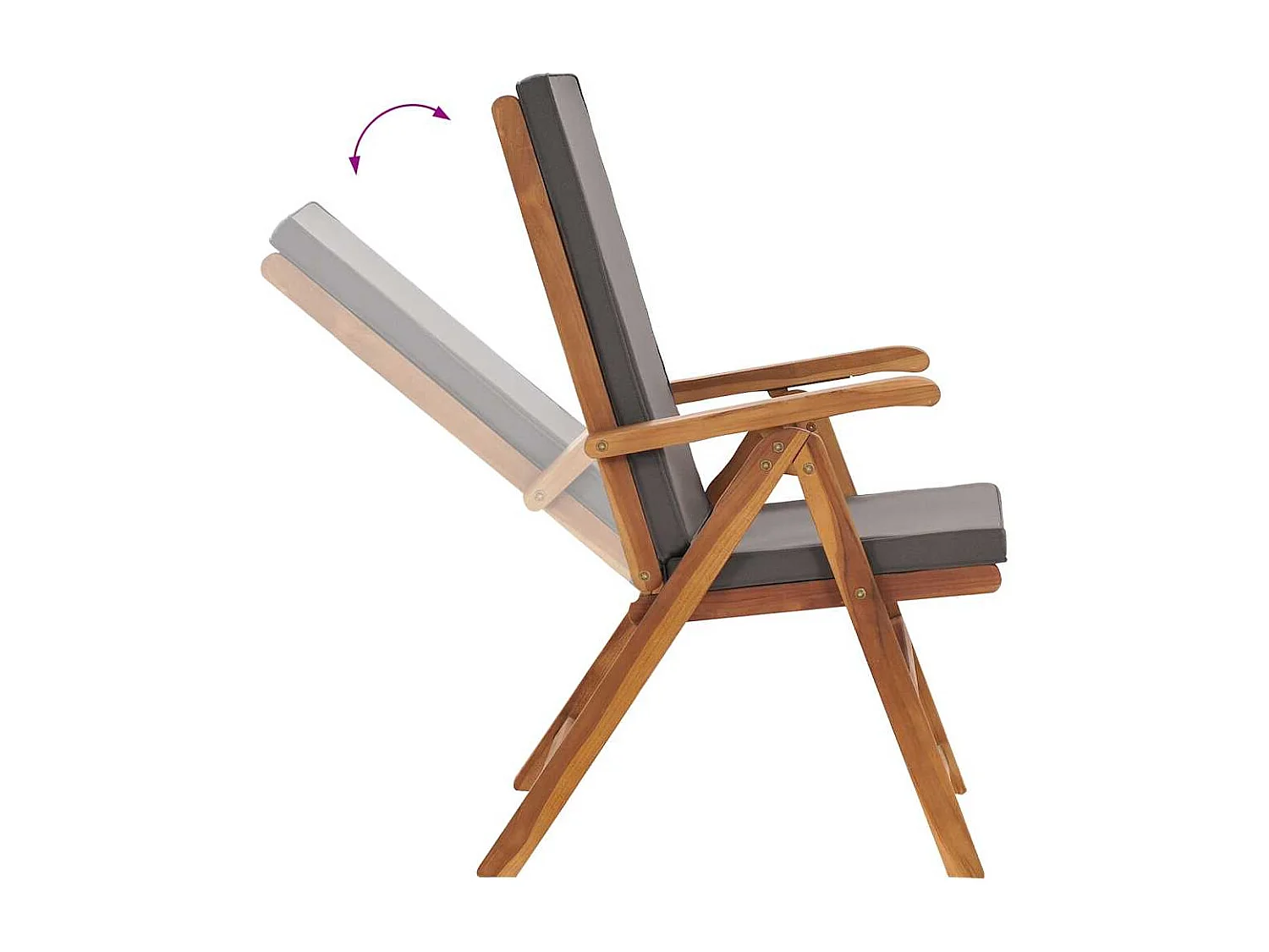 Tuinstoelen 2 st verstelbaar kussens verstelbaar teakhout grijs