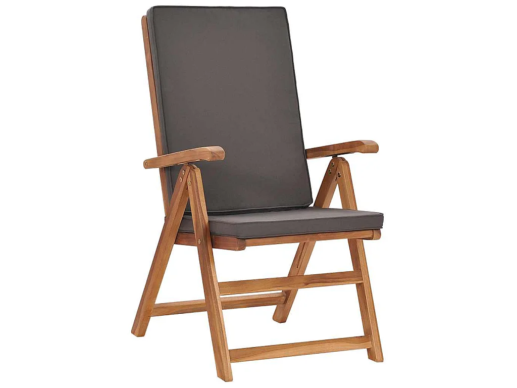 Garten-Liegestühle 2 Stk. mit Auflagen Massivholz Teak Grau