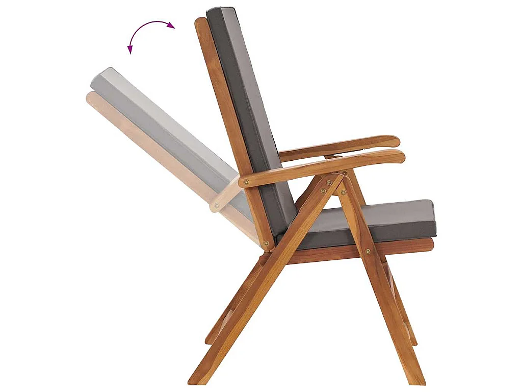 Garten-Liegestühle 2 Stk. mit Auflagen Massivholz Teak Grau