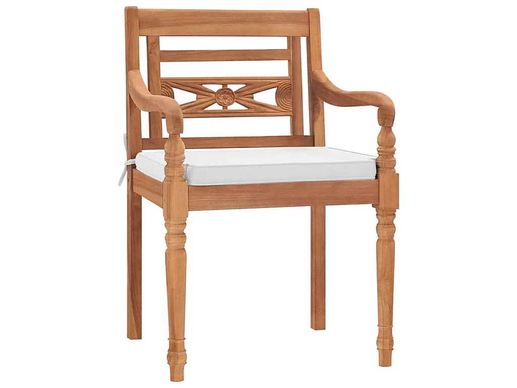 Chaises Batavia lot de 2 avec coussins Bois de teck solide