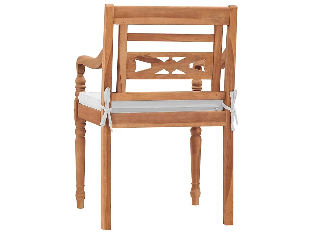 Chaises Batavia lot de 2 avec coussins Bois de teck solide