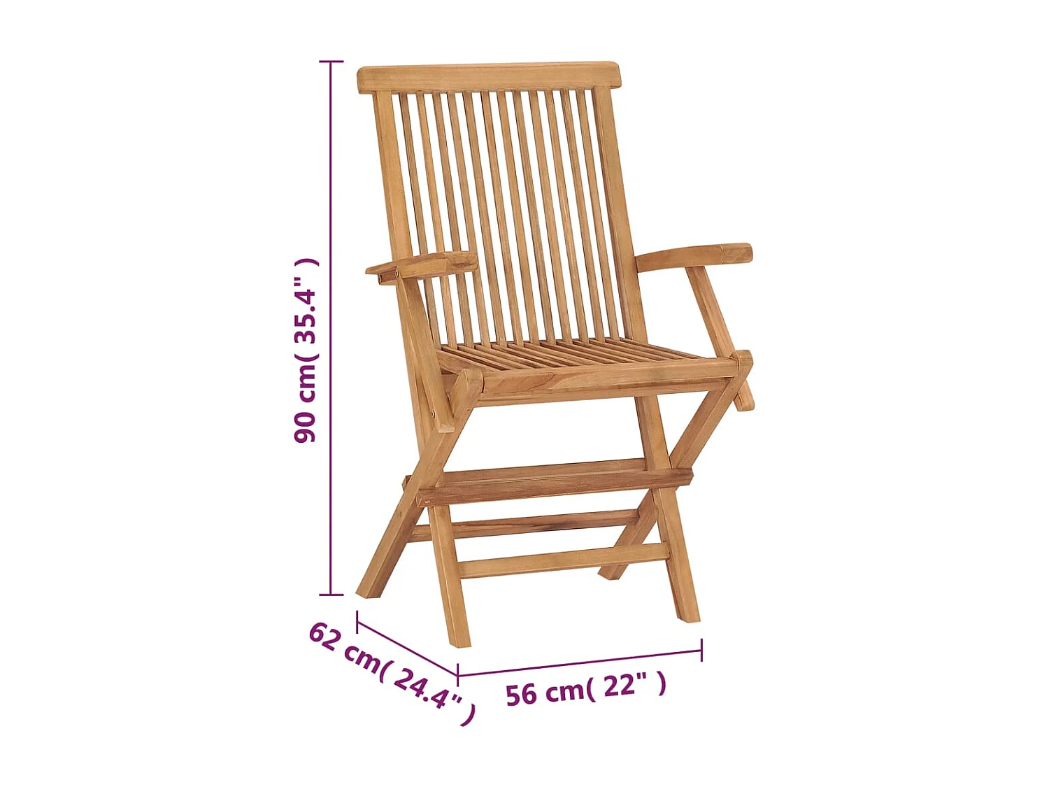 Chaises de jardin pliables lot de 2 Bois de teck massif