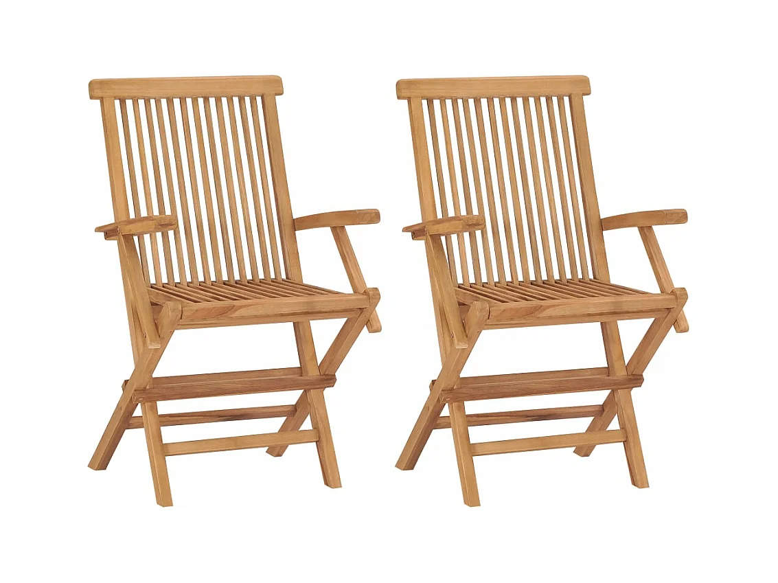 Chaises de jardin pliables lot de 2 Bois de teck massif