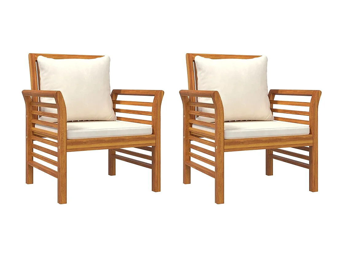 Sillones con cojines blanco crema 2 uds madera maciza de acacia