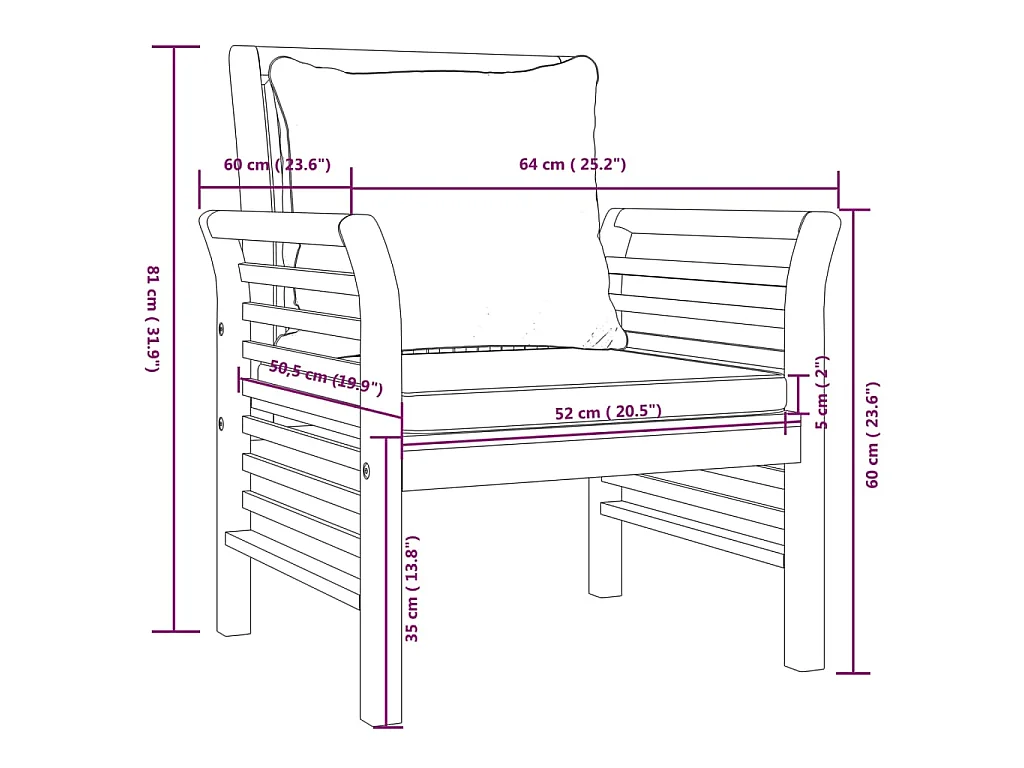Fauteuils 2 st met crèmewitte kussens massief acaciahout