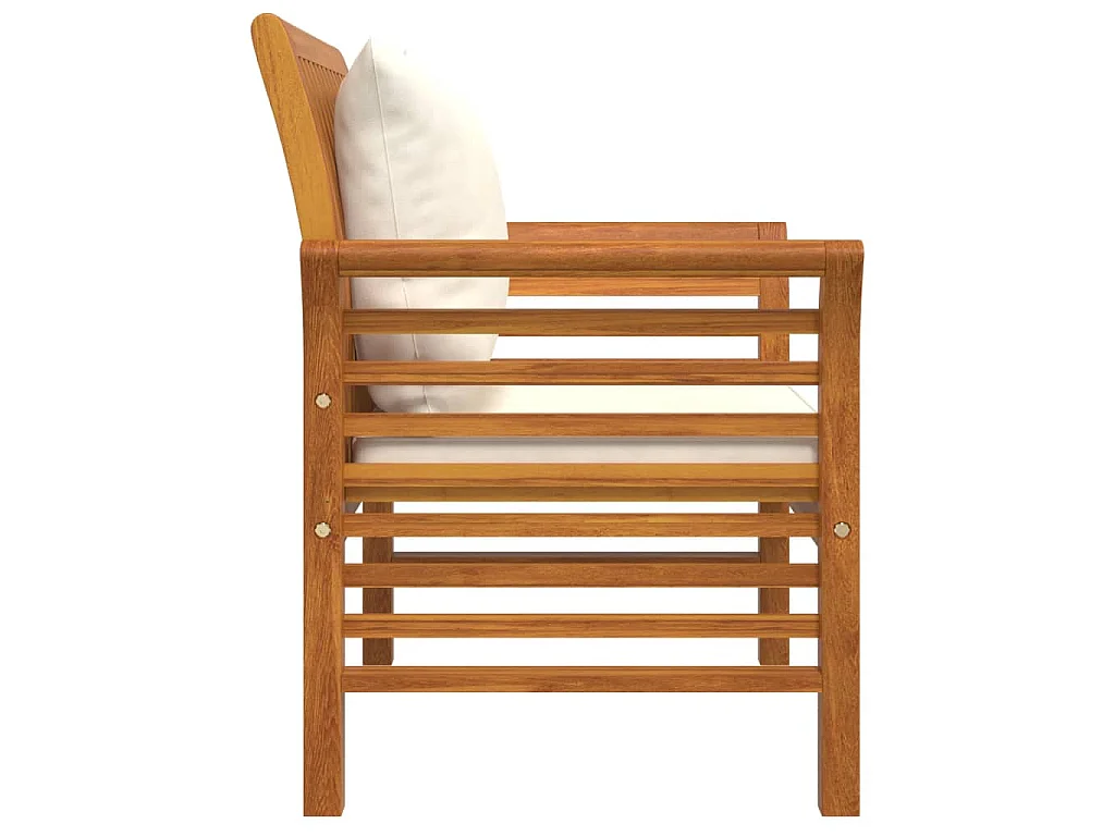 Fauteuils 2 st met crèmewitte kussens massief acaciahout