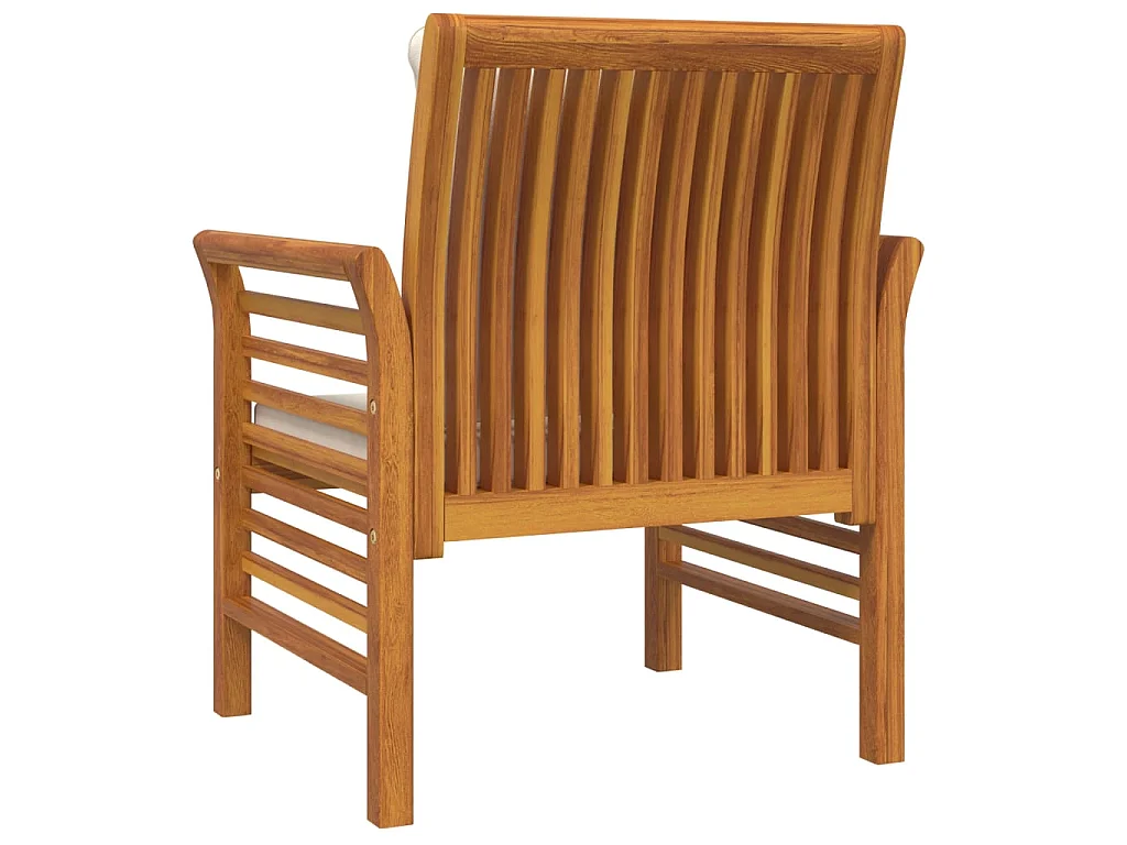 Fauteuils 2 st met crèmewitte kussens massief acaciahout