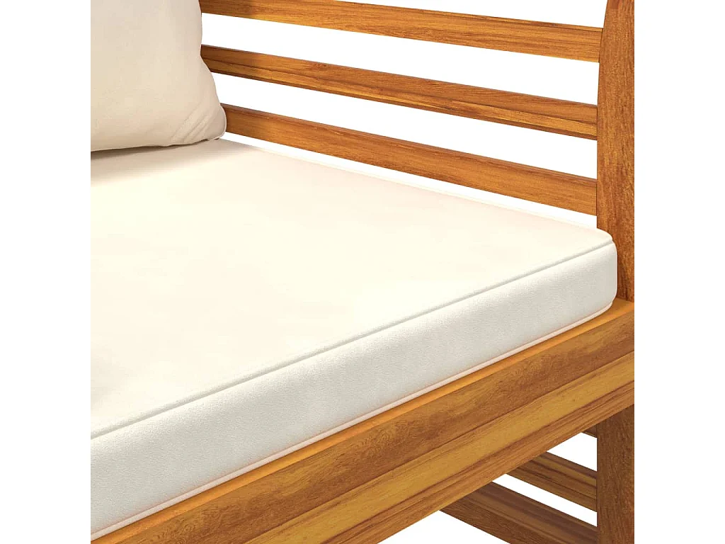 Fauteuils 2 st met crèmewitte kussens massief acaciahout