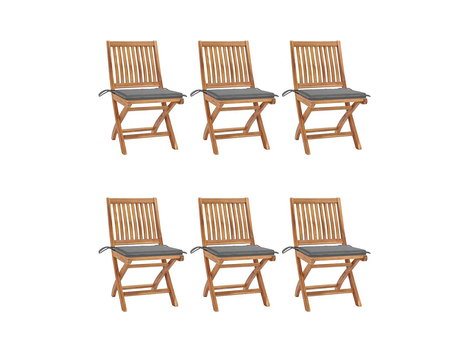 Chaises pliables de jardin avec coussins lot de 6 Bois de teck