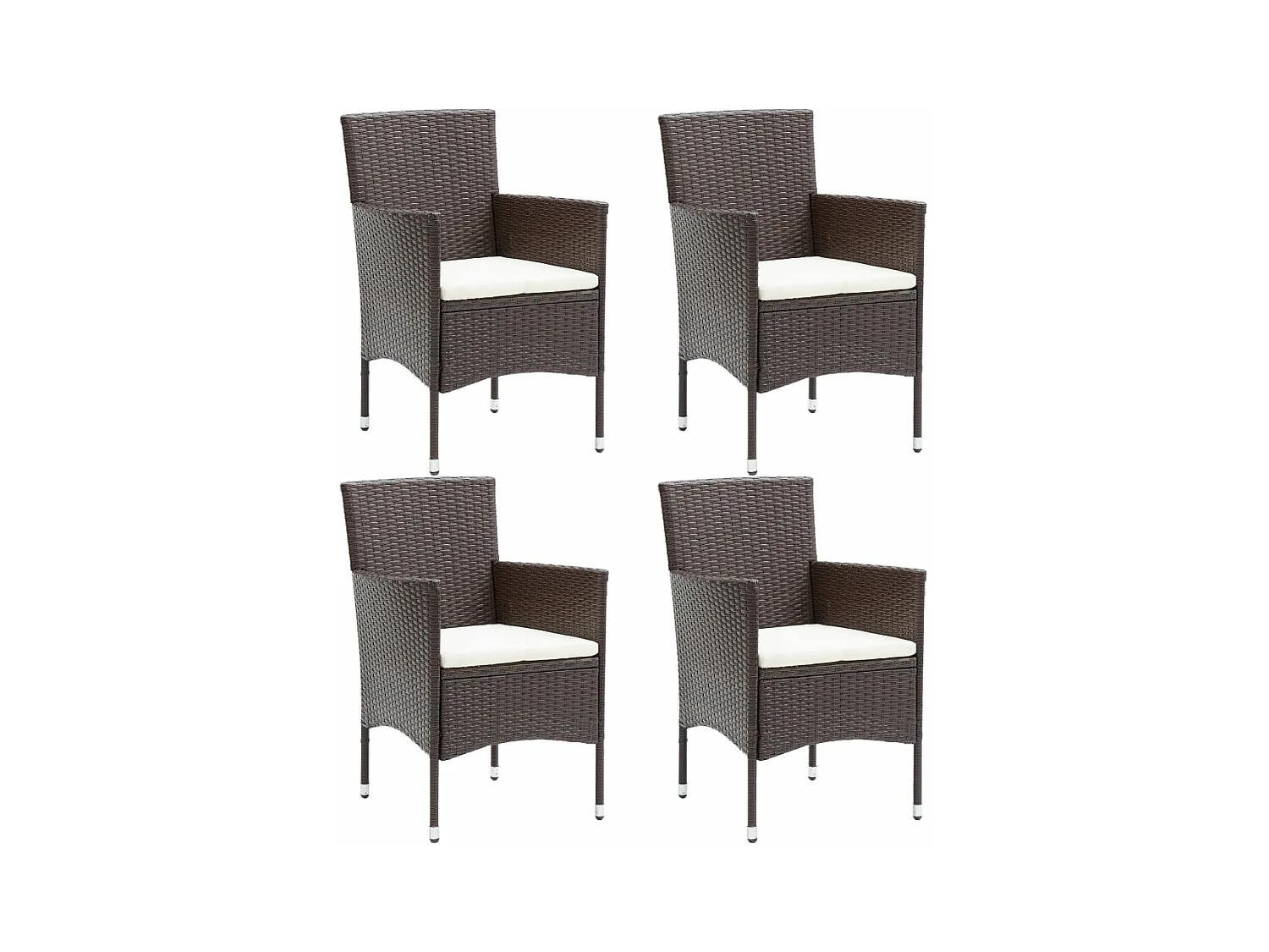 Tuinstoelen 4 st poly rattan bruin