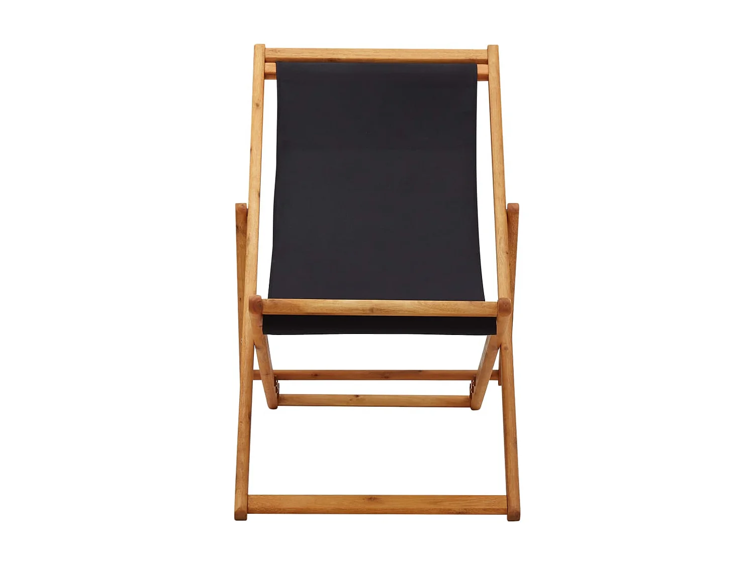 Chaise pliable de plage bois d'eucalyptus et tissu noir