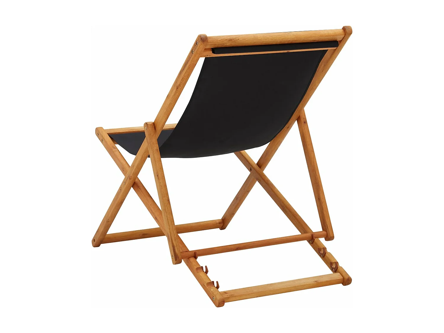 Chaise pliable de plage bois d'eucalyptus et tissu noir