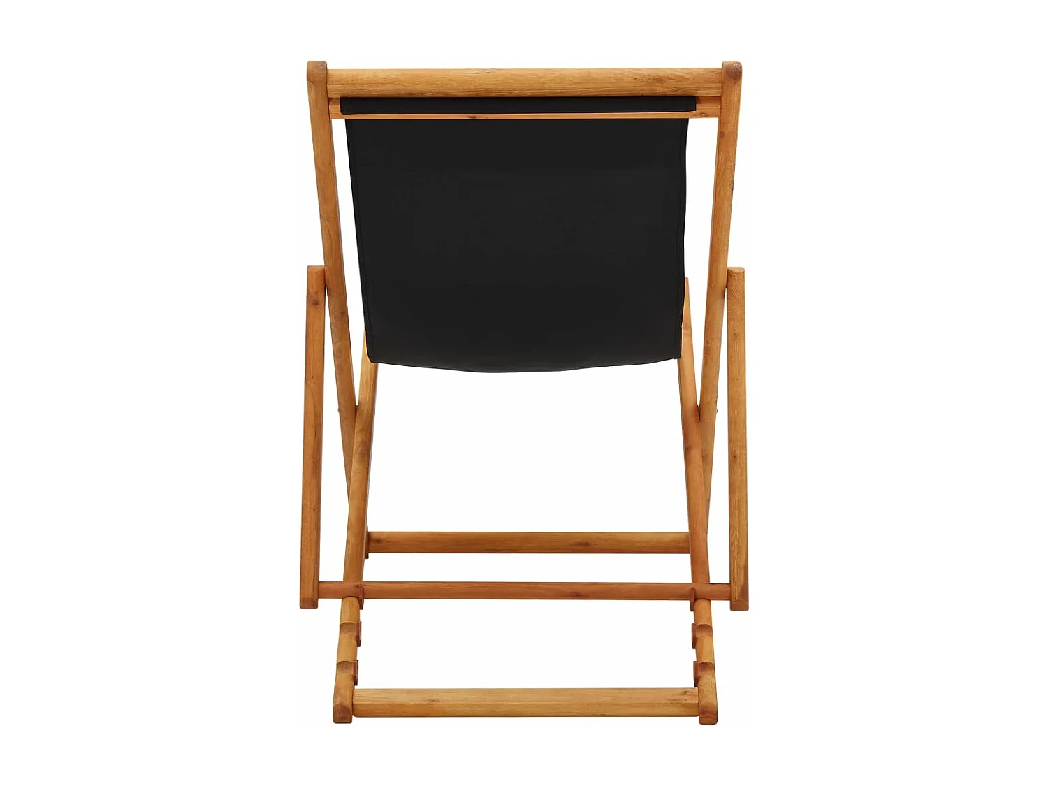 Chaise pliable de plage bois d'eucalyptus et tissu noir