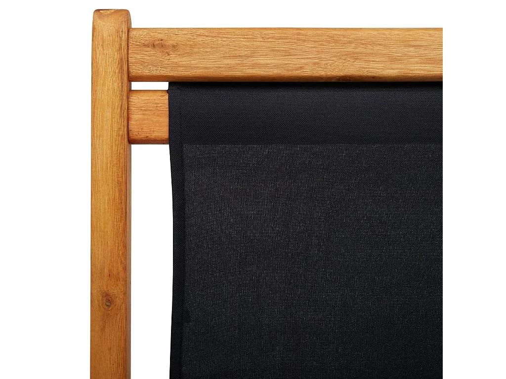 Chaise pliable de plage bois d'eucalyptus et tissu noir