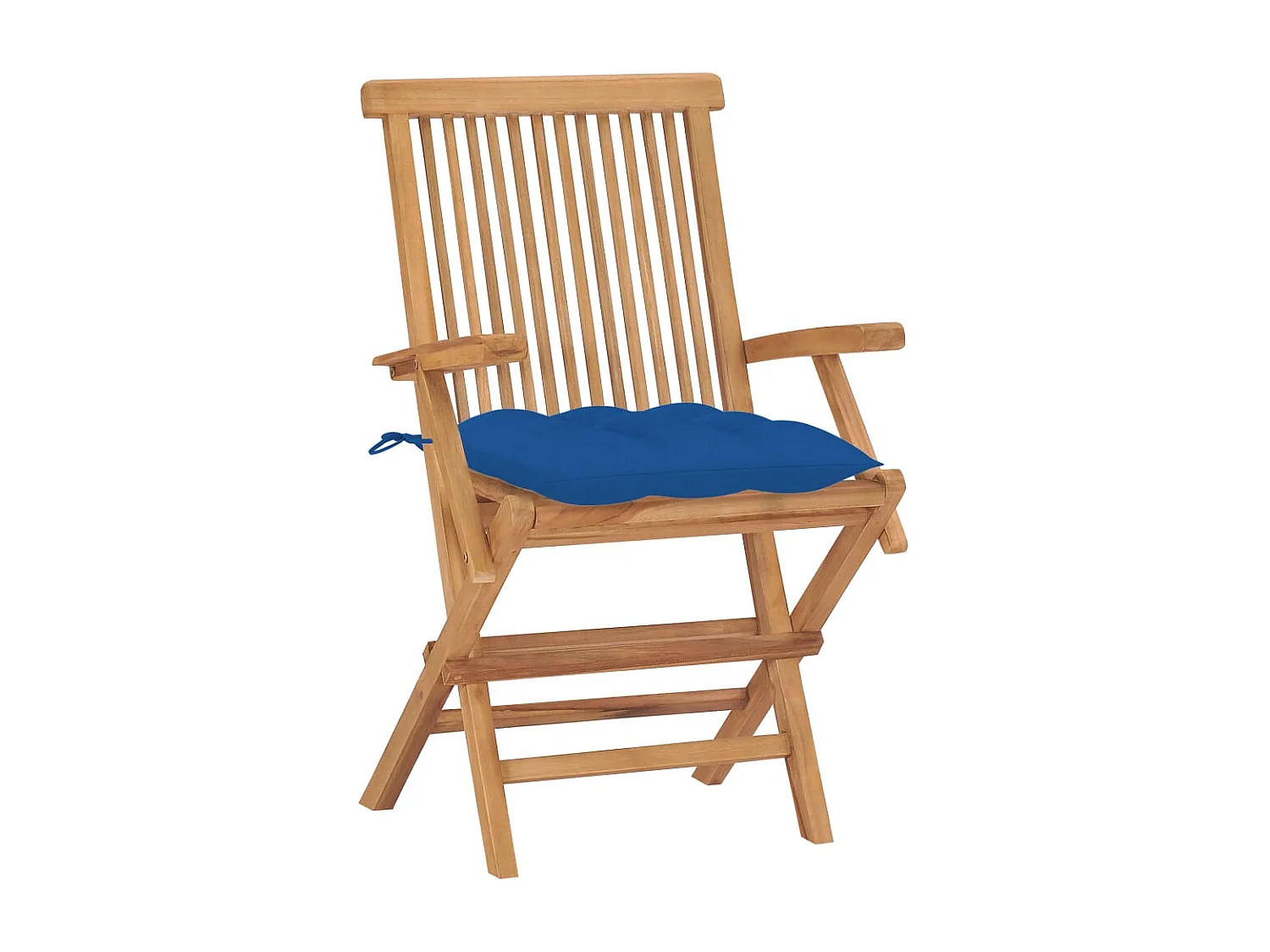 Sedie da Giardino 2 pz con Cuscini Blu Legno Massello di Teak