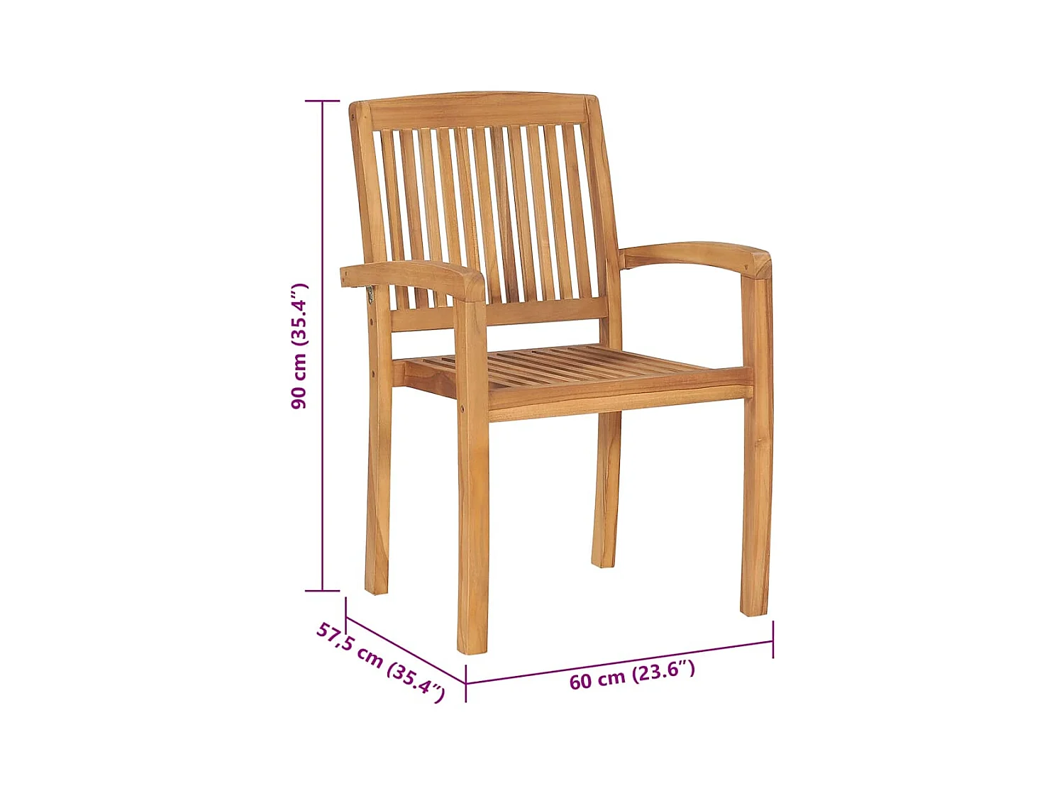 Stapelbare Gartenstühle mit Kissen 8 Stk. Massivholz Teak