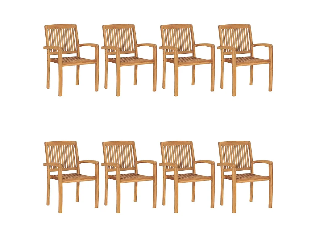 Cadeiras de jardim empiháveis c/ almofadões 8 pcs teca maciça