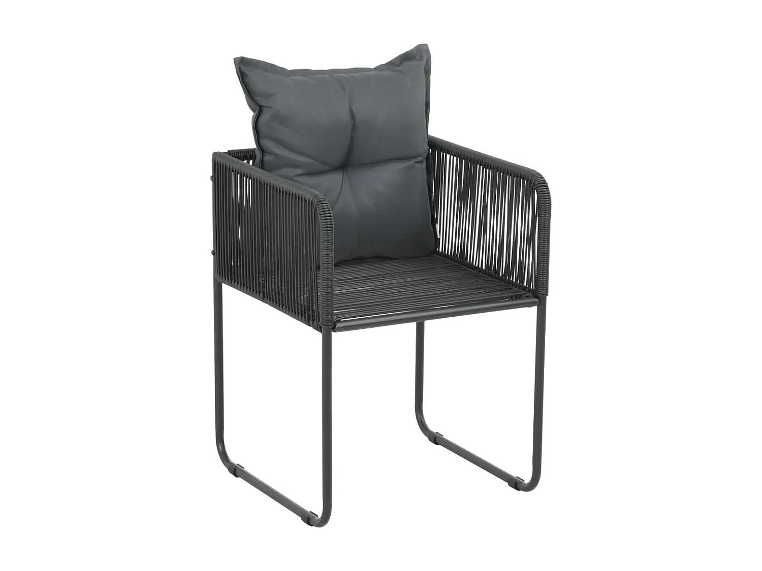 Tuinstoelen 6 st met kussens poly rattan zwart