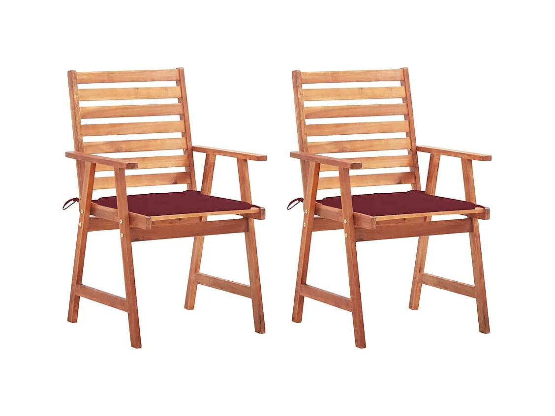 Tuinstoelen 2 st met kussens massief acaciahout