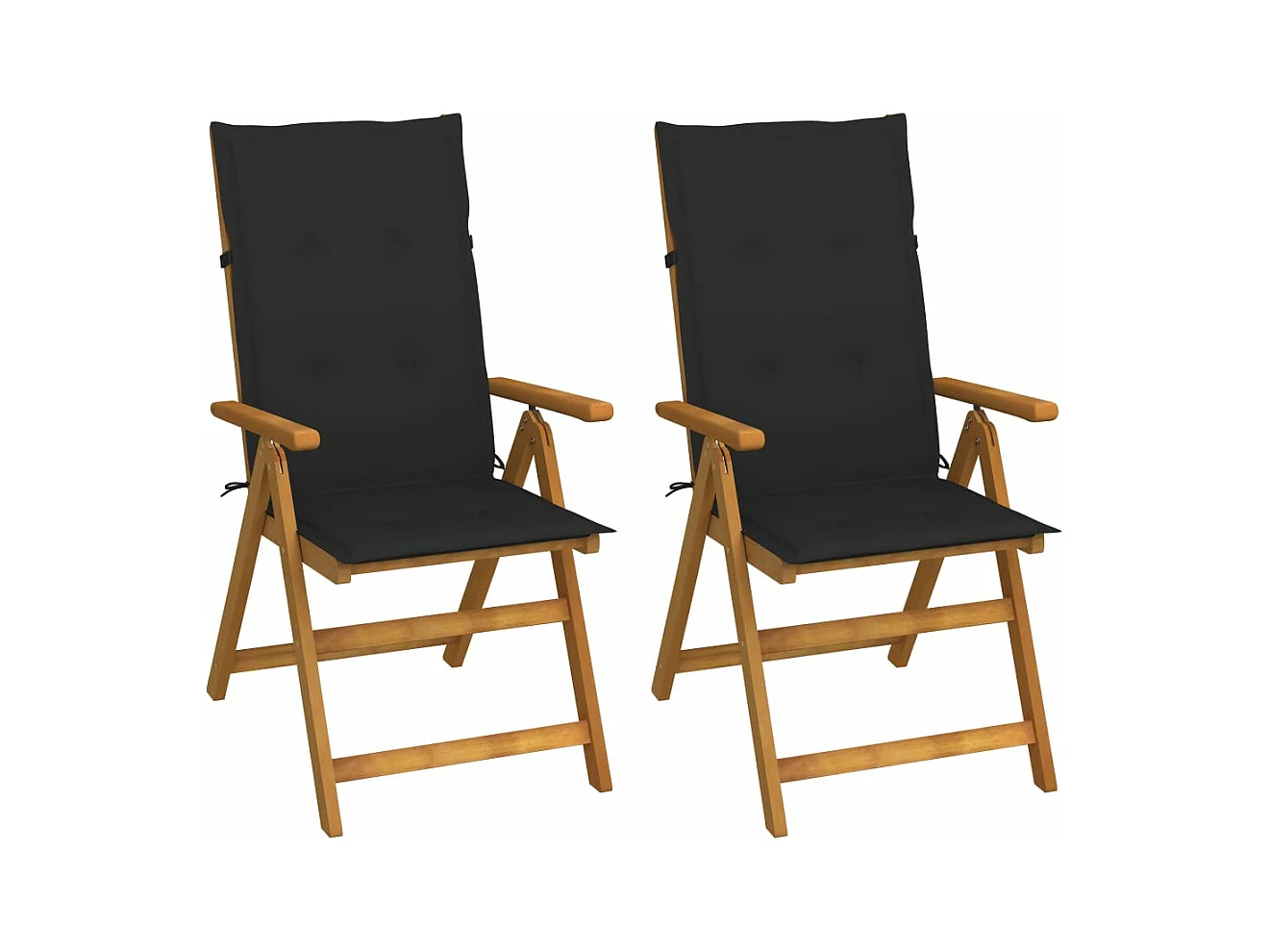 Chaises inclinables de jardin lot de 2 et coussins Bois acacia