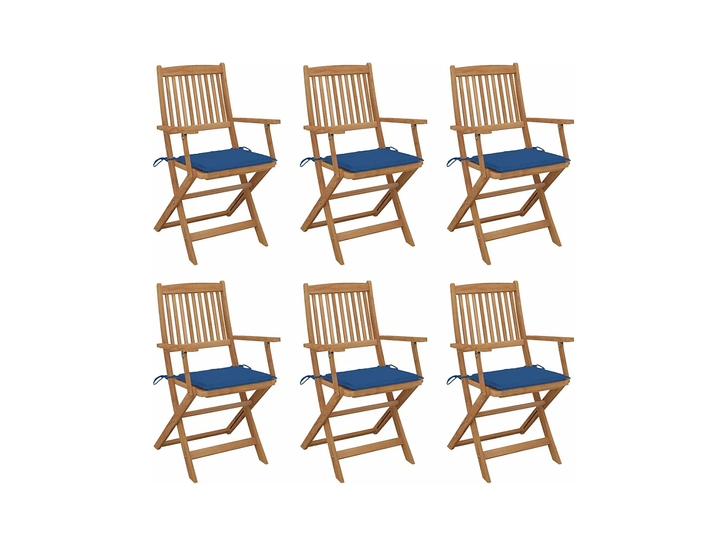 Chaises pliables de jardin lot de 6 avec coussins Bois d'acacia