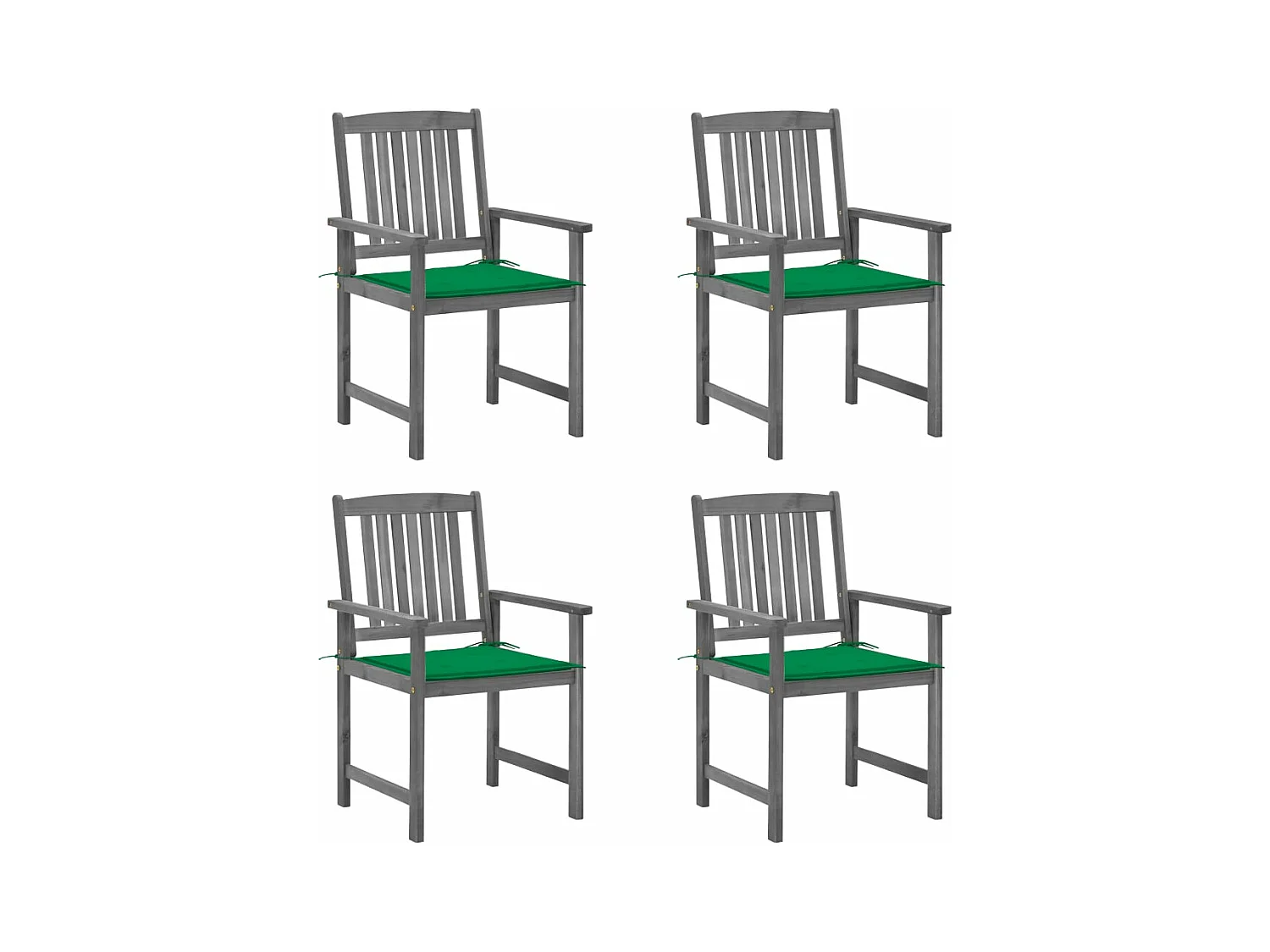 Chaises de jardin et coussins lot de 4 Gris Bois acacia massif