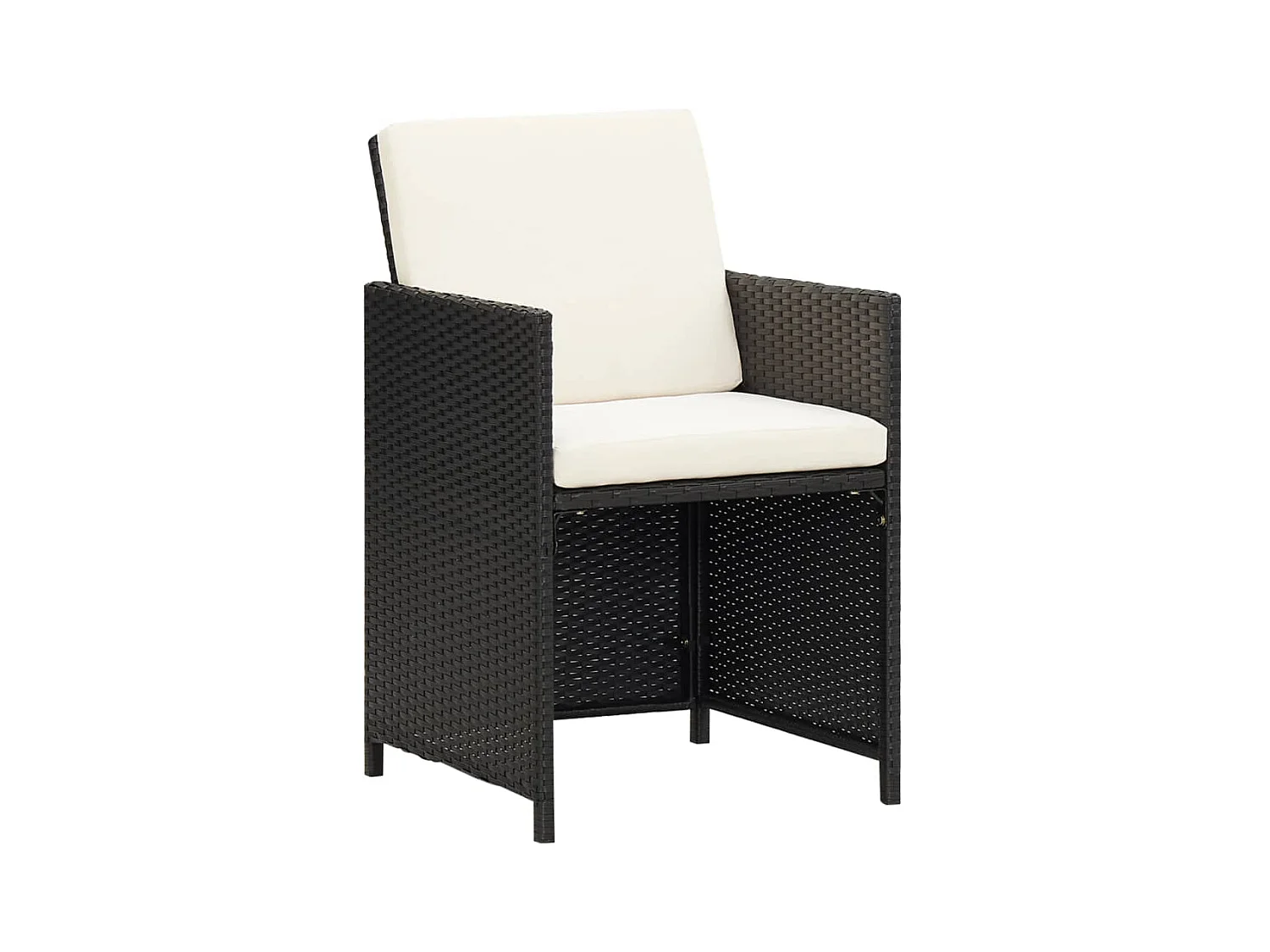 Chaises de jardin lot de 2 avec coussins Résine tressée Noir