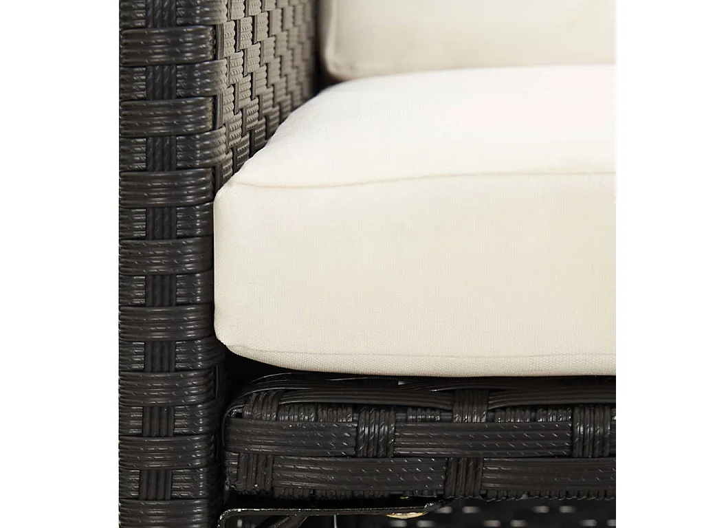 Cadeiras de jardim 2 pcs c/ almofadões, almofadas vime PE preto