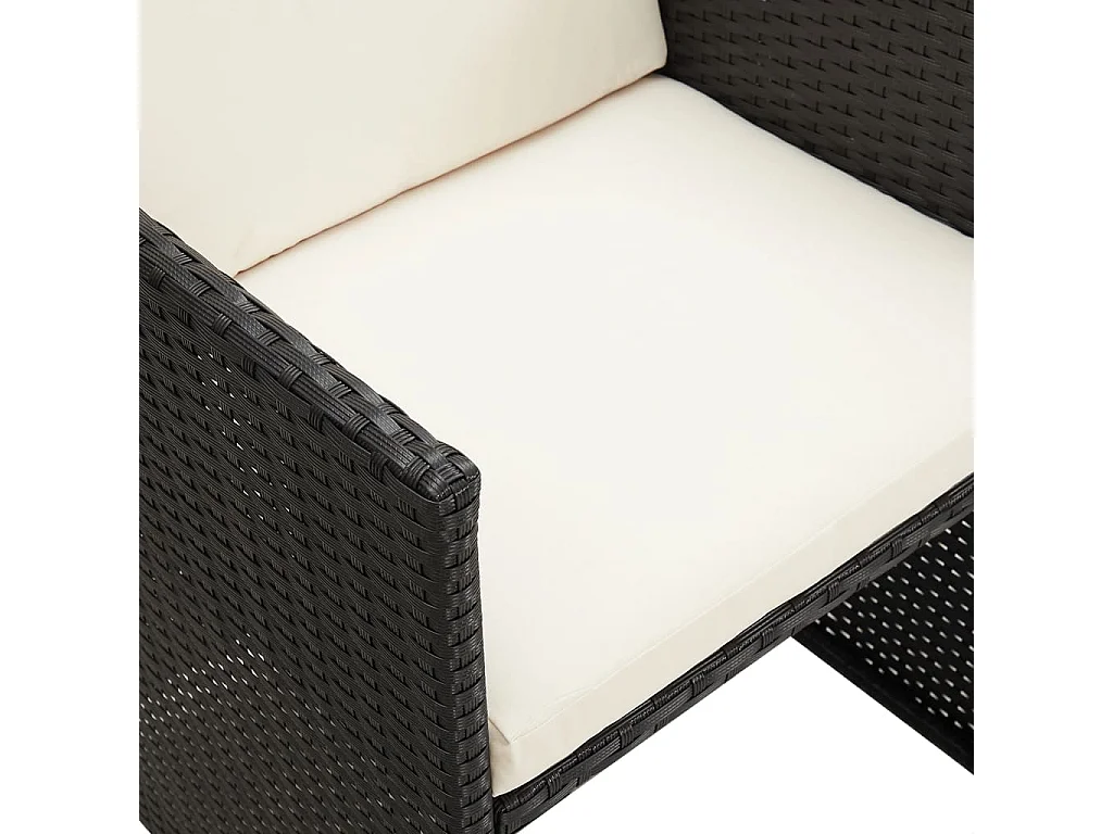 Cadeiras de jardim 2 pcs c/ almofadões, almofadas vime PE preto