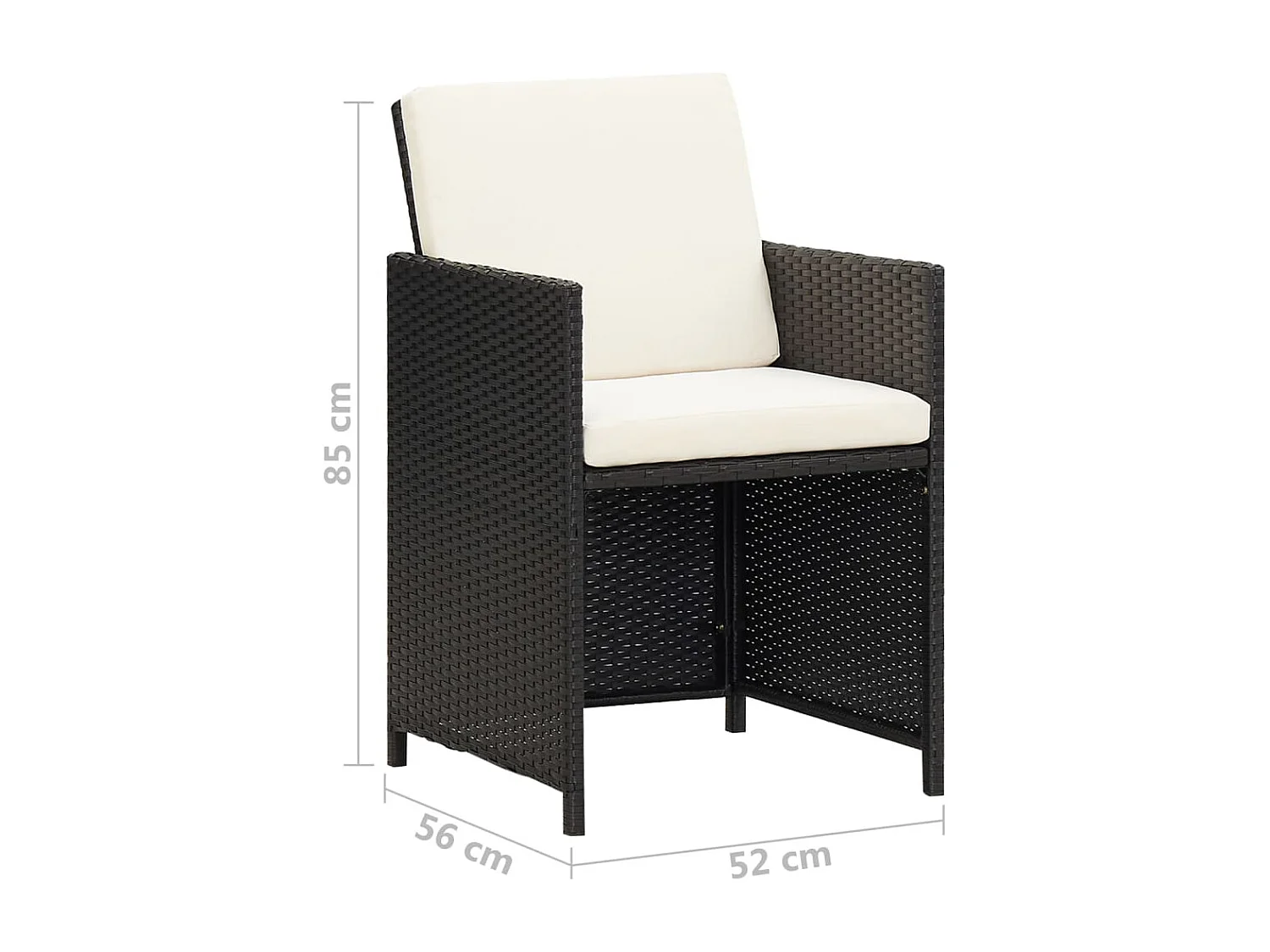 Cadeiras de jardim 2 pcs c/ almofadões, almofadas vime PE preto