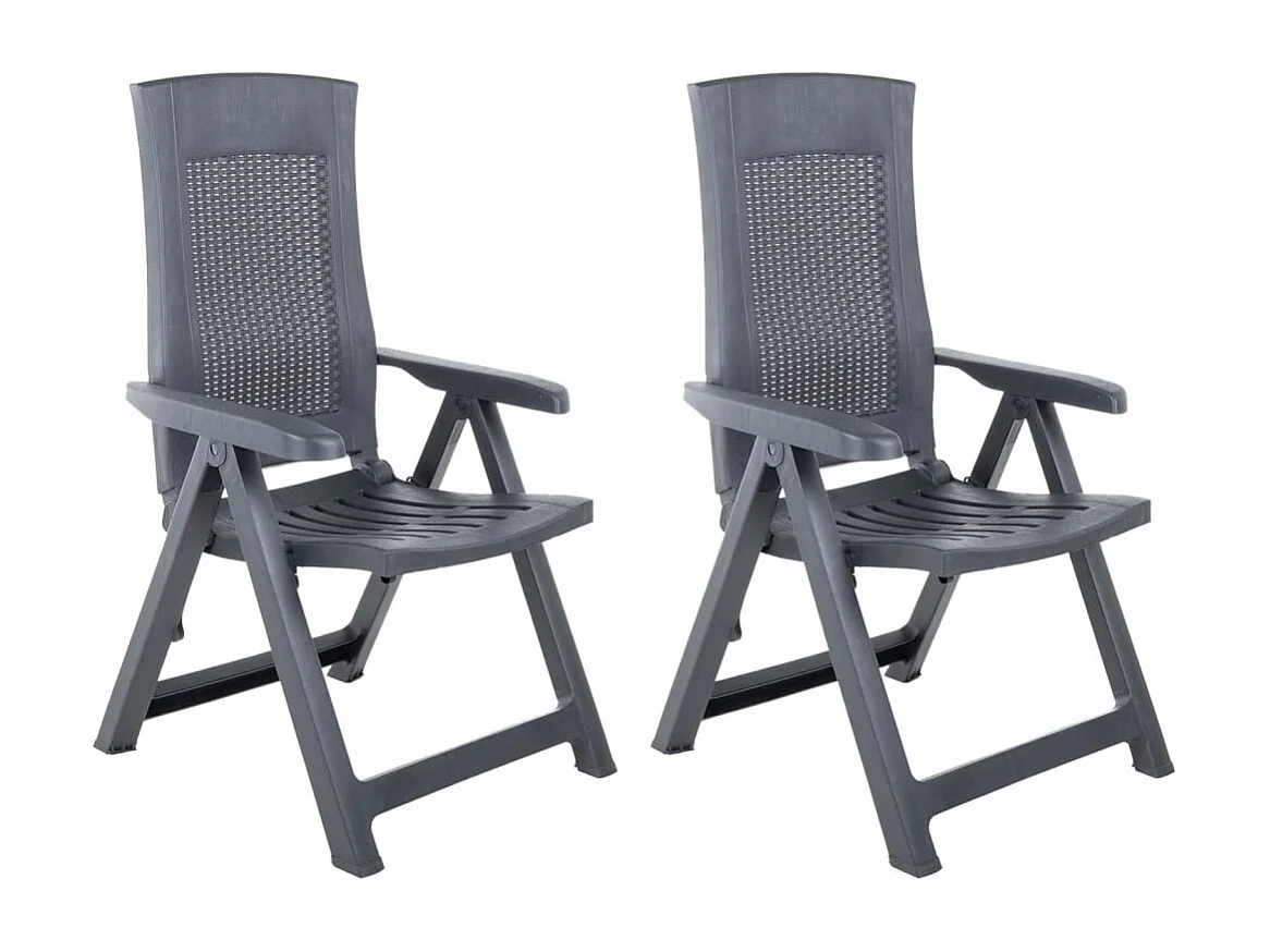 Tuinstoelen 2 st verstelbaar kunststof antracietkleurig